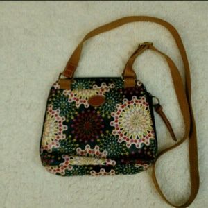 Fossil Bag Navy Mandala Pattern PVC Coated
